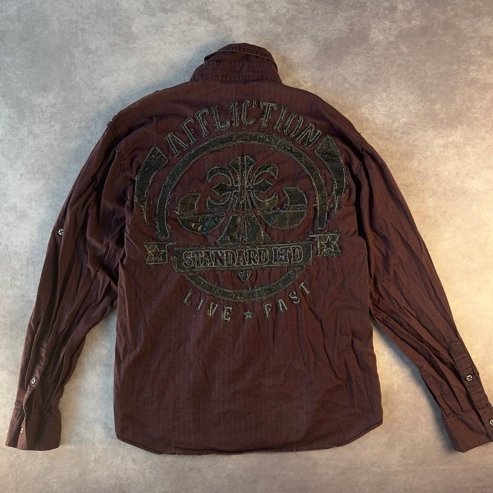 Affliction Black Premium Long Sleeve Button Down Shirt XL Size